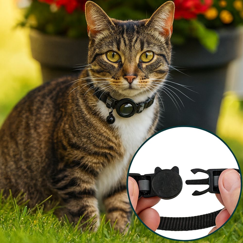 GPS-Katzenhalsband mit Sicherheitsverschluss und Glocke