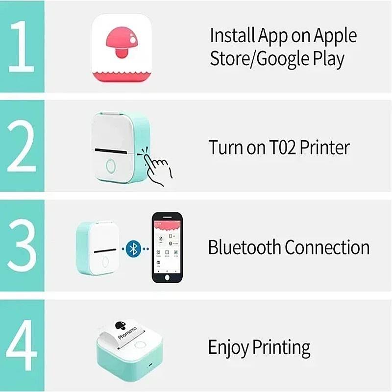 Tragbarer Mini-Drucker mit Bluetooth und thermodruck ohne Tinte