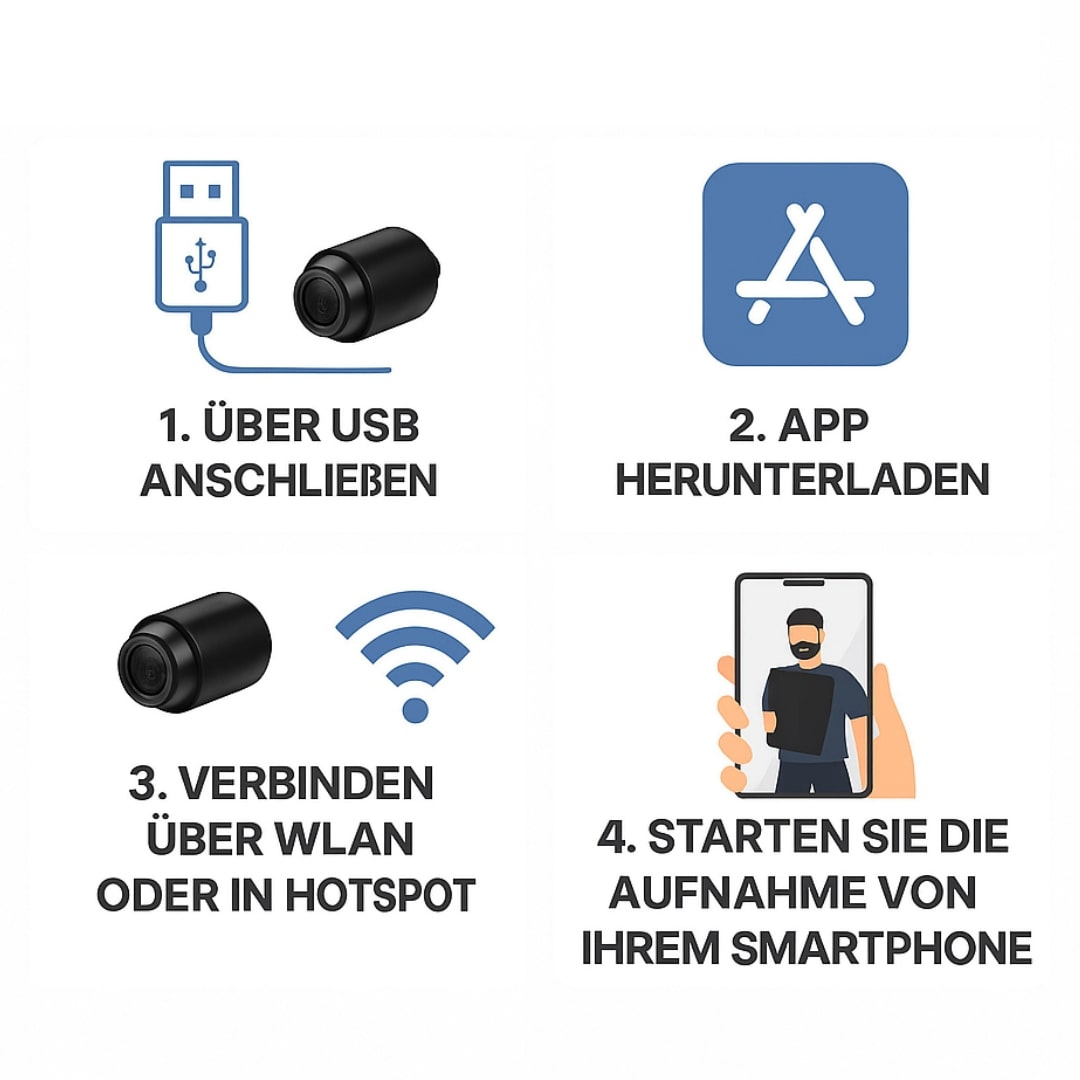 Intelligente HD-Überwachungskamera mit App und Bewegungsalarm