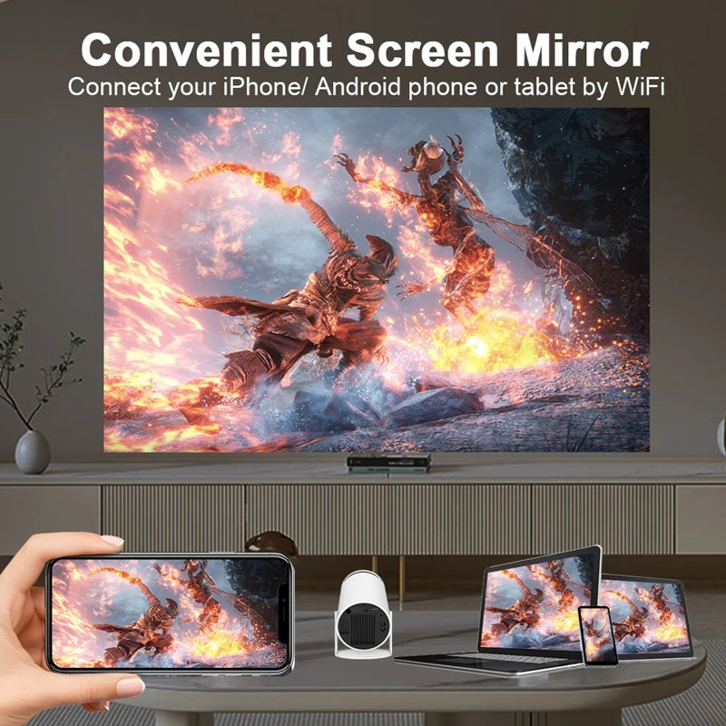 Intelligenter 4K Mini-Projektor mit Dual-WiFi und Bluetooth-Verbindung