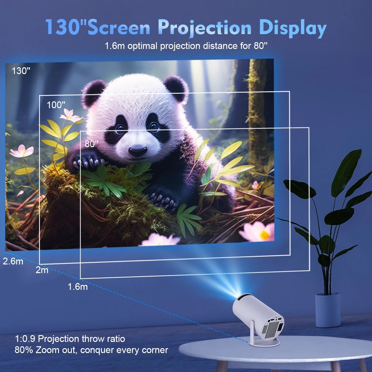 Intelligenter 4K Mini-Projektor mit Dual-WiFi und Bluetooth-Verbindung