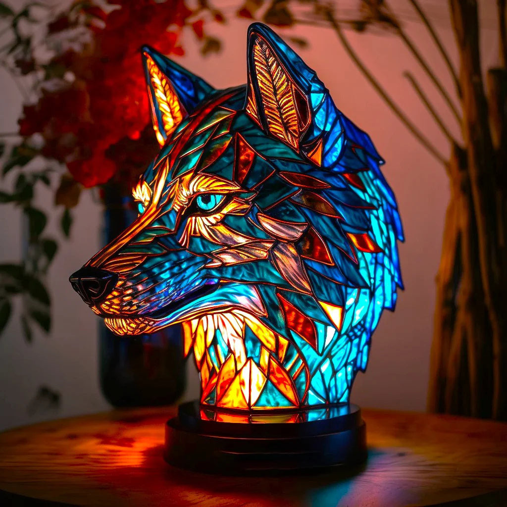 Künstlerische Tischlampe aus Glas mit Tiermotiven