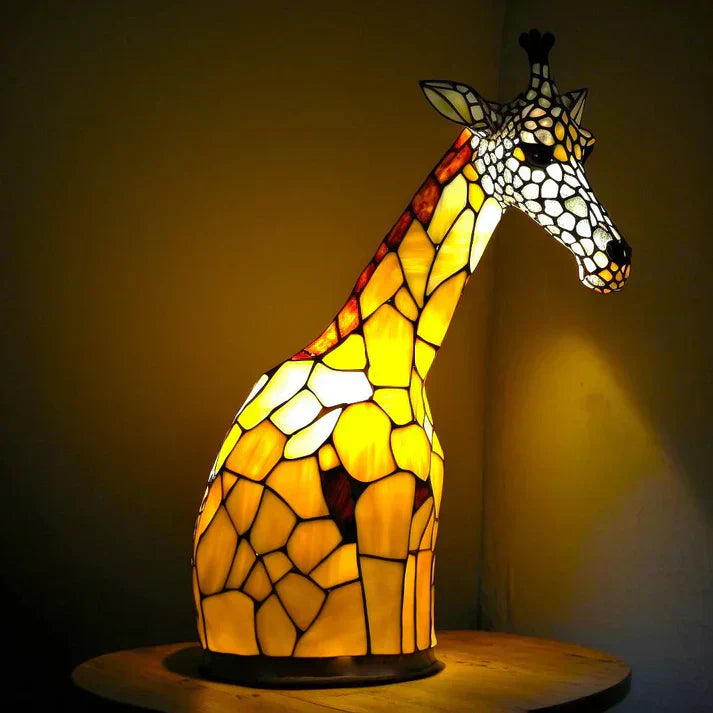 Künstlerische Tischlampe aus Glas mit Tiermotiven