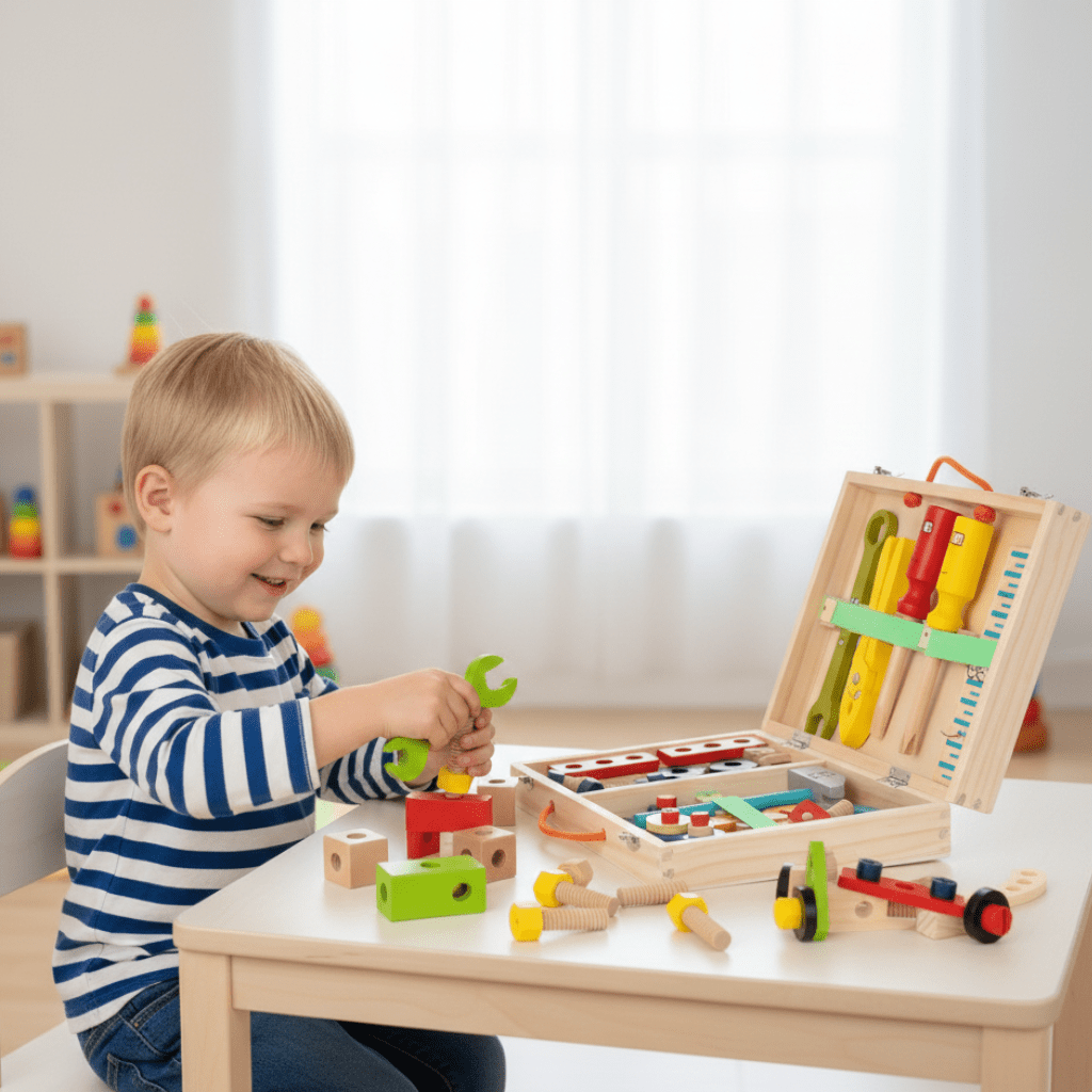 Wooden Tool Kit for Children - Montessori Learning for Construction Skills