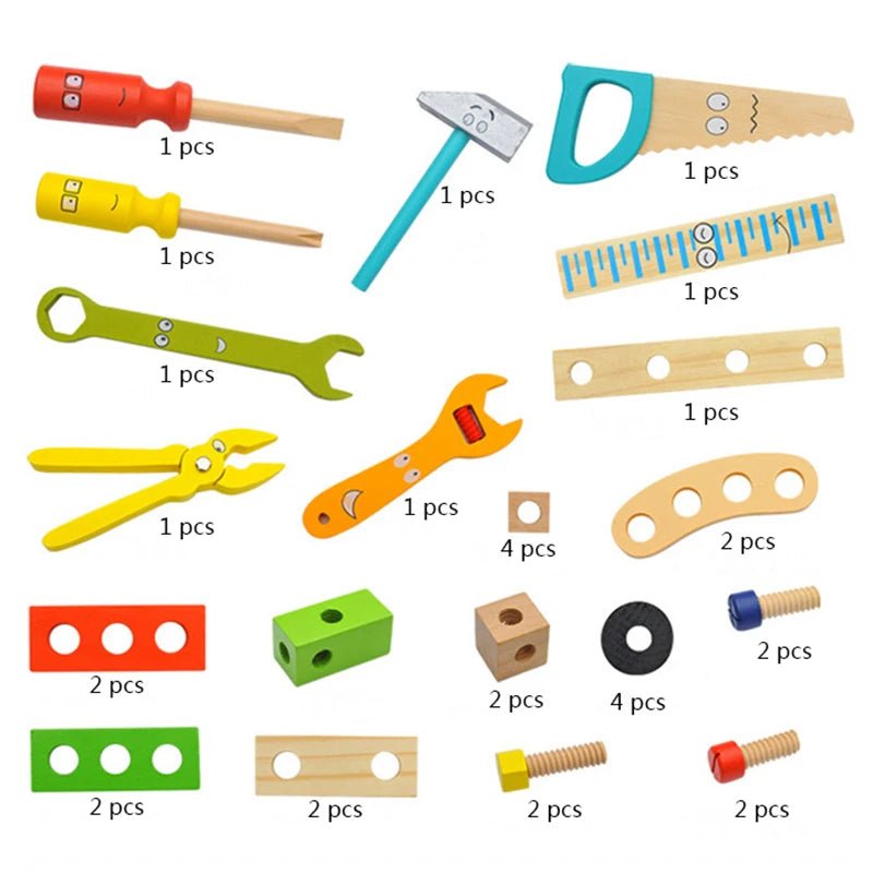 Wooden Tool Kit for Children - Montessori Learning for Construction Skills
