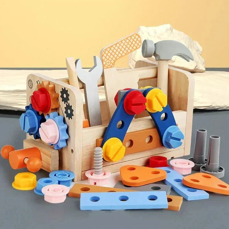 Wooden Tool Set for Kids' Creative Learning - Unisex Montessori Style