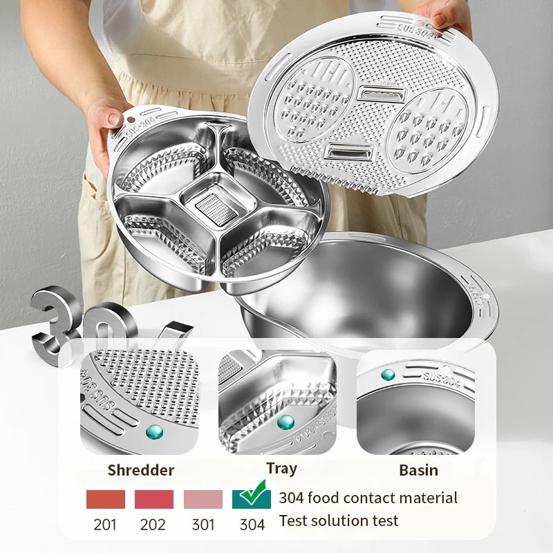 Edelstahl Siebschüssel und Abtropfkolander mit mehreren Funktionen
