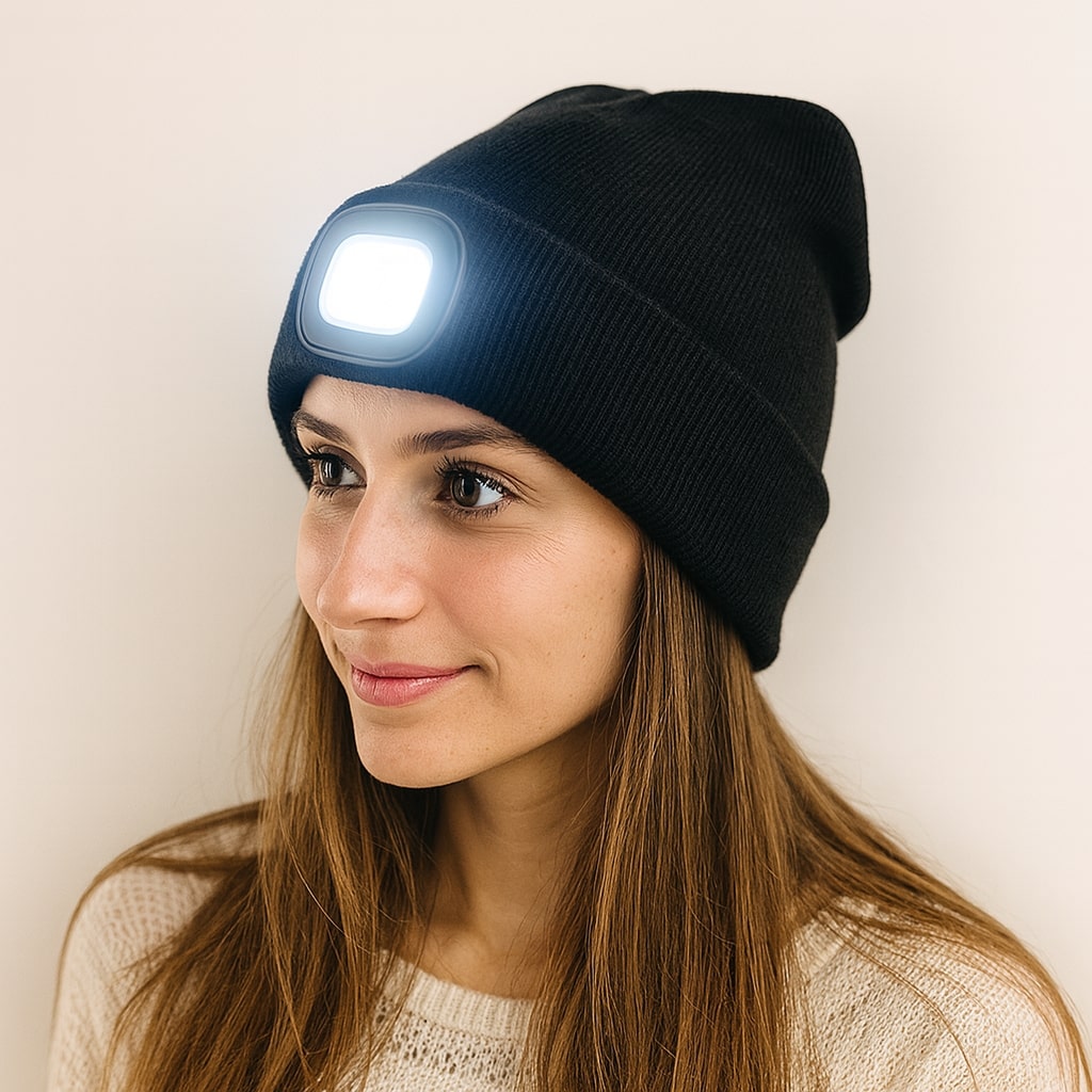 Praktische Mütze mit LED-Licht für sichere Nächte