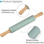 Praktischer Silikon-Teigroller mit ergonomischen Holzgriffen
