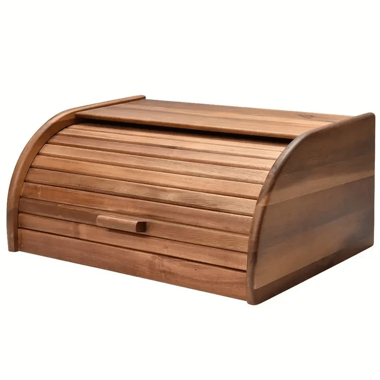 Stylish Wooden Bread Box with Roll-Top - Freshness for Your Kitchen