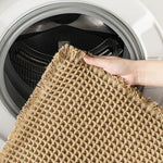 Elegant bathroom mat with non-slip backing and waffle design