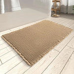 Elegant bathroom mat with non-slip backing and waffle design