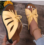 Elegante Damensandalen mit Schleife und Keilabsatz – Orthopädische Einlage