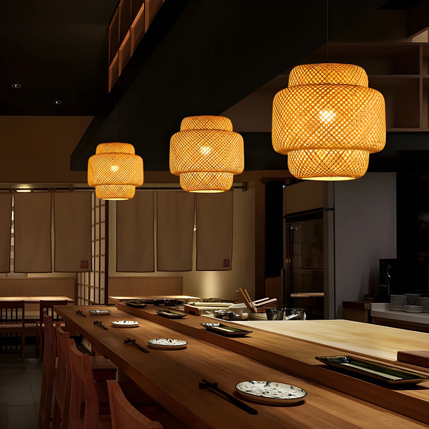 Bambuslampe im handgeknüpften chinesischen Stil