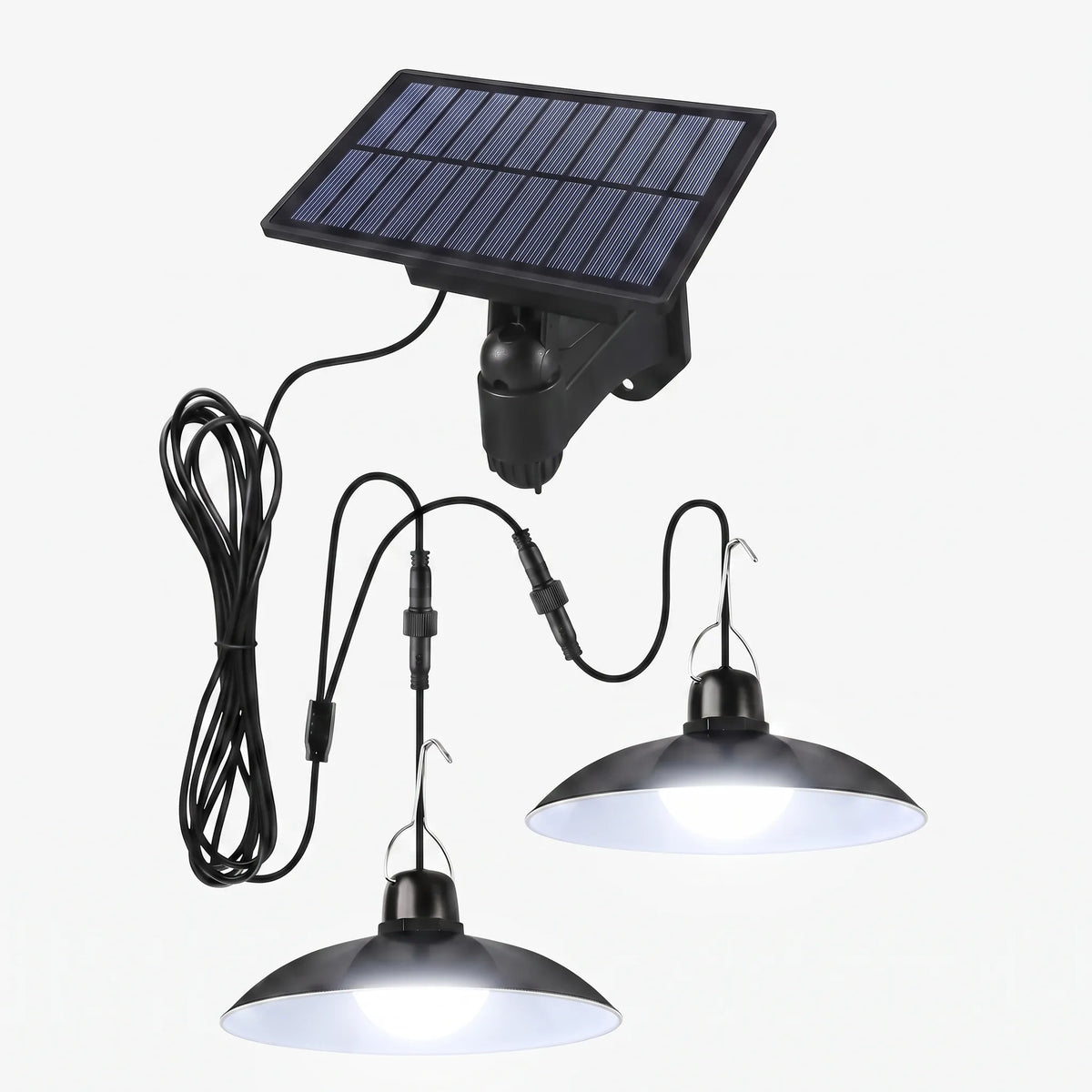 Remote-Controlled Solar Pendant Light for Outdoor Use - 1 or 2 Heads