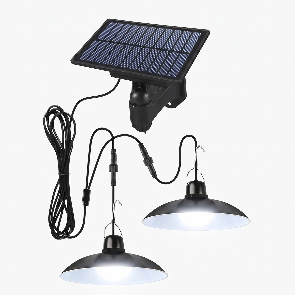 Remote-Controlled Solar Pendant Light for Outdoor Use - 1 or 2 Heads