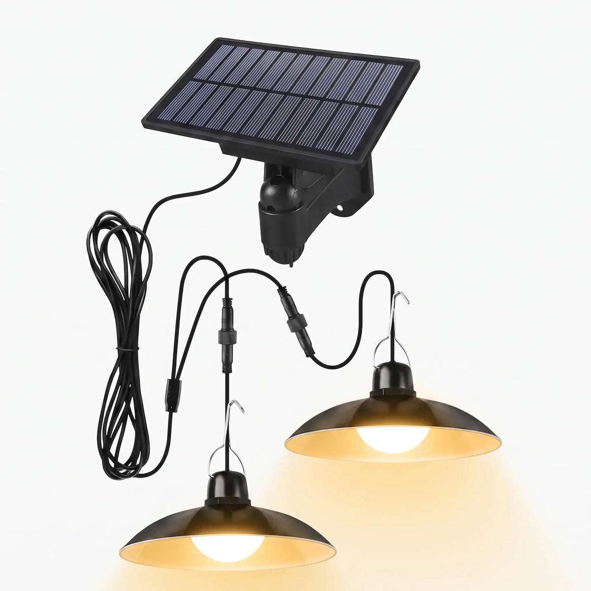 Remote-Controlled Solar Pendant Light for Outdoor Use - 1 or 2 Heads