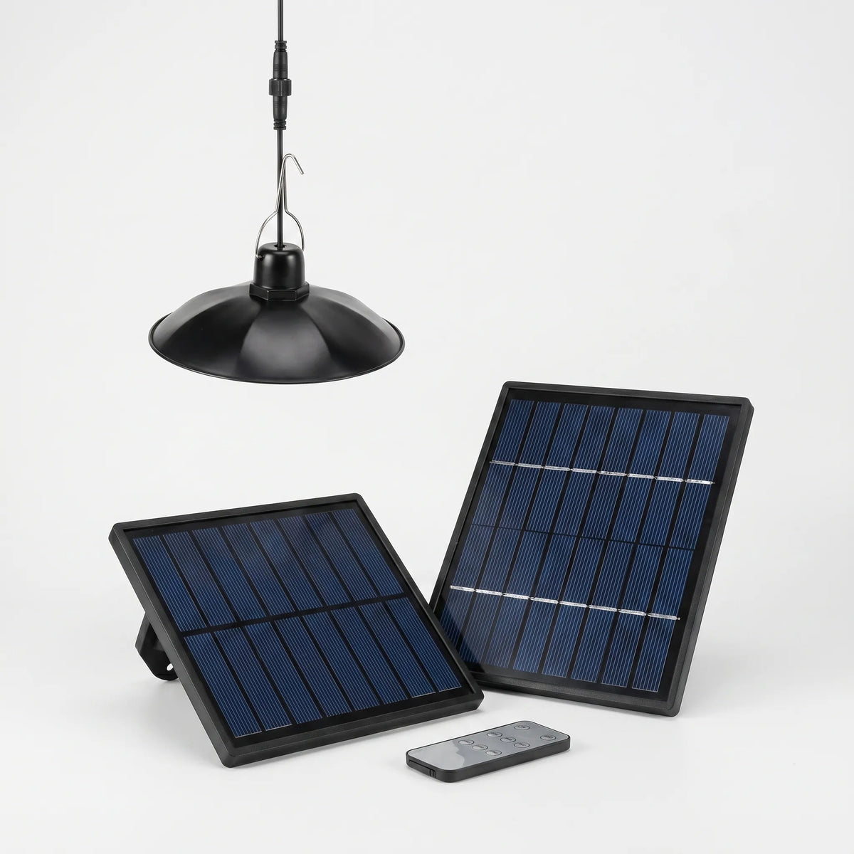 Remote-Controlled Solar Pendant Light for Outdoor Use - 1 or 2 Heads