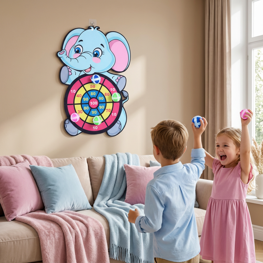 Spiel für Kinder: Lustiges Dartwurfspiel für Zuhause