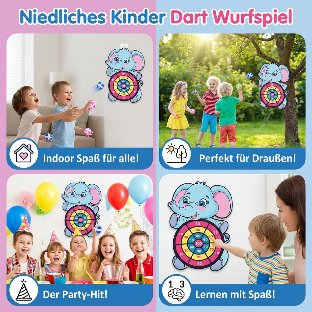 Spiel für Kinder: Lustiges Dartwurfspiel für Zuhause