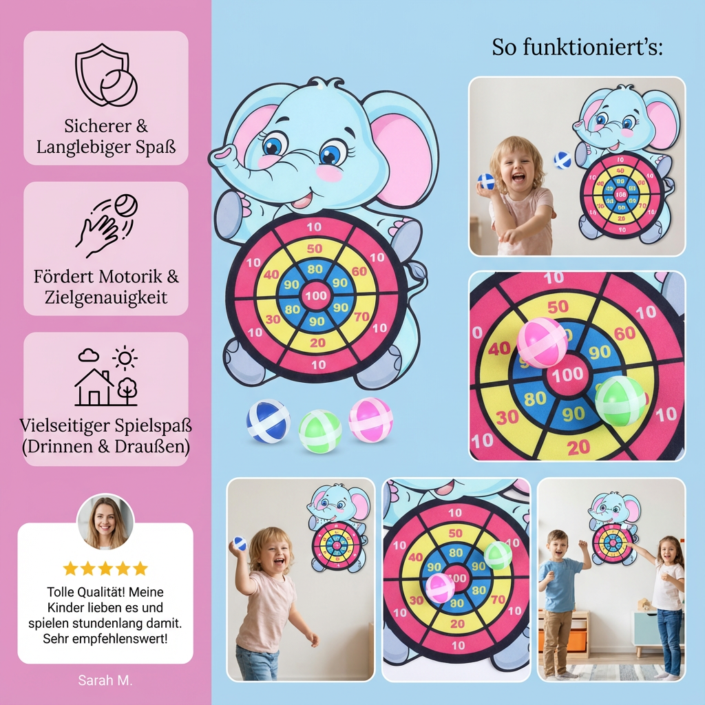Spiel für Kinder: Lustiges Dartwurfspiel für Zuhause