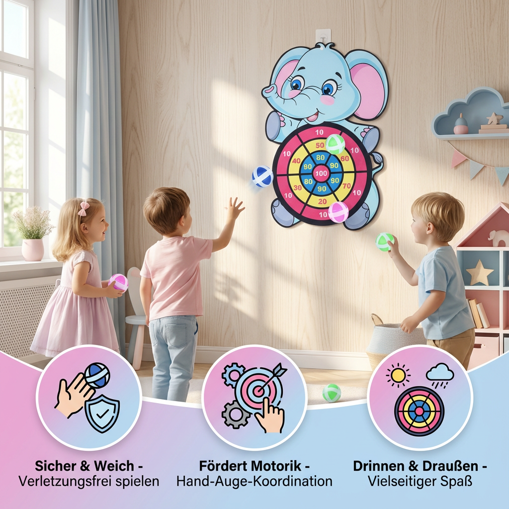 Spiel für Kinder: Lustiges Dartwurfspiel für Zuhause