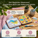Montessori Mal- und Spielbuch – 2in1 Geschichten für Kinder