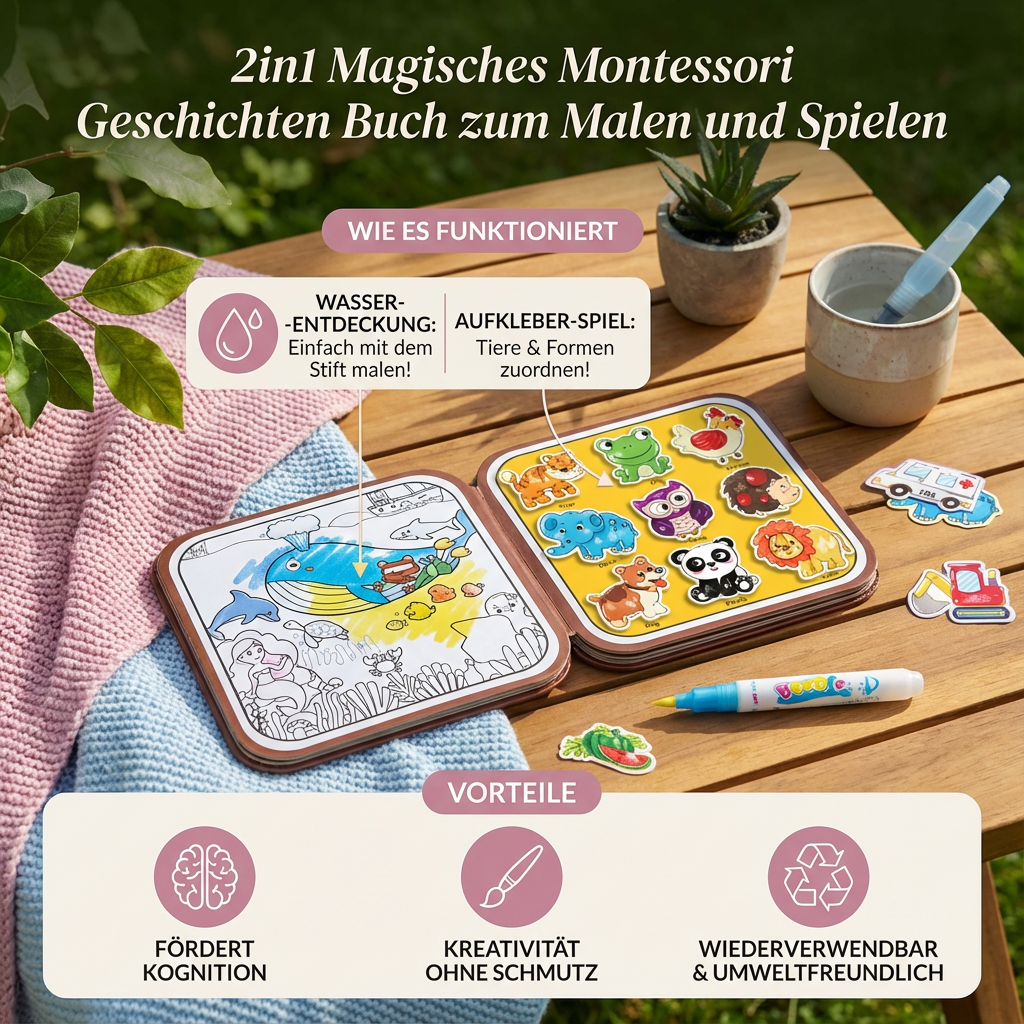 Montessori Mal- und Spielbuch – 2in1 Geschichten für Kinder