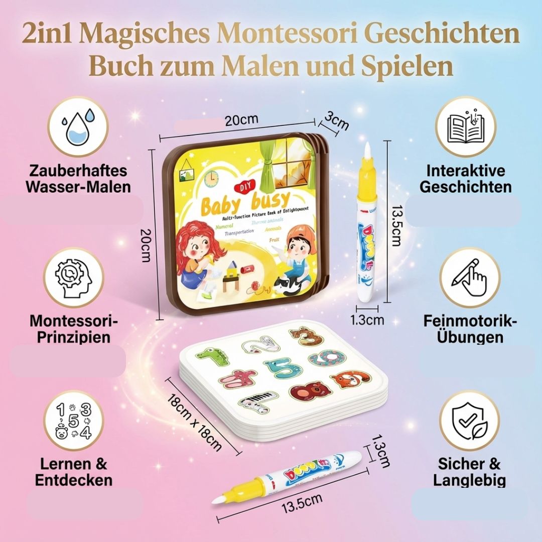 Montessori Mal- und Spielbuch – 2in1 Geschichten für Kinder