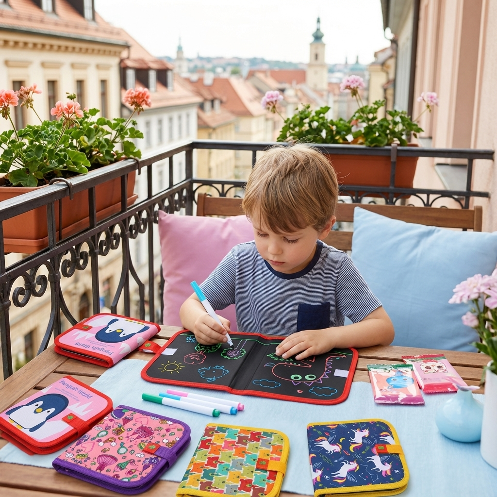 Wiederverwendbares Malbuch für Kinder zum Mitnehmen