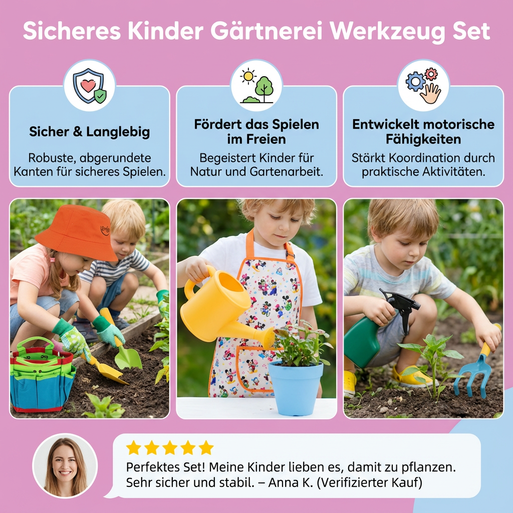 Kinder Gärtnerei Werkzeug Set für sicheres Arbeiten im Garten