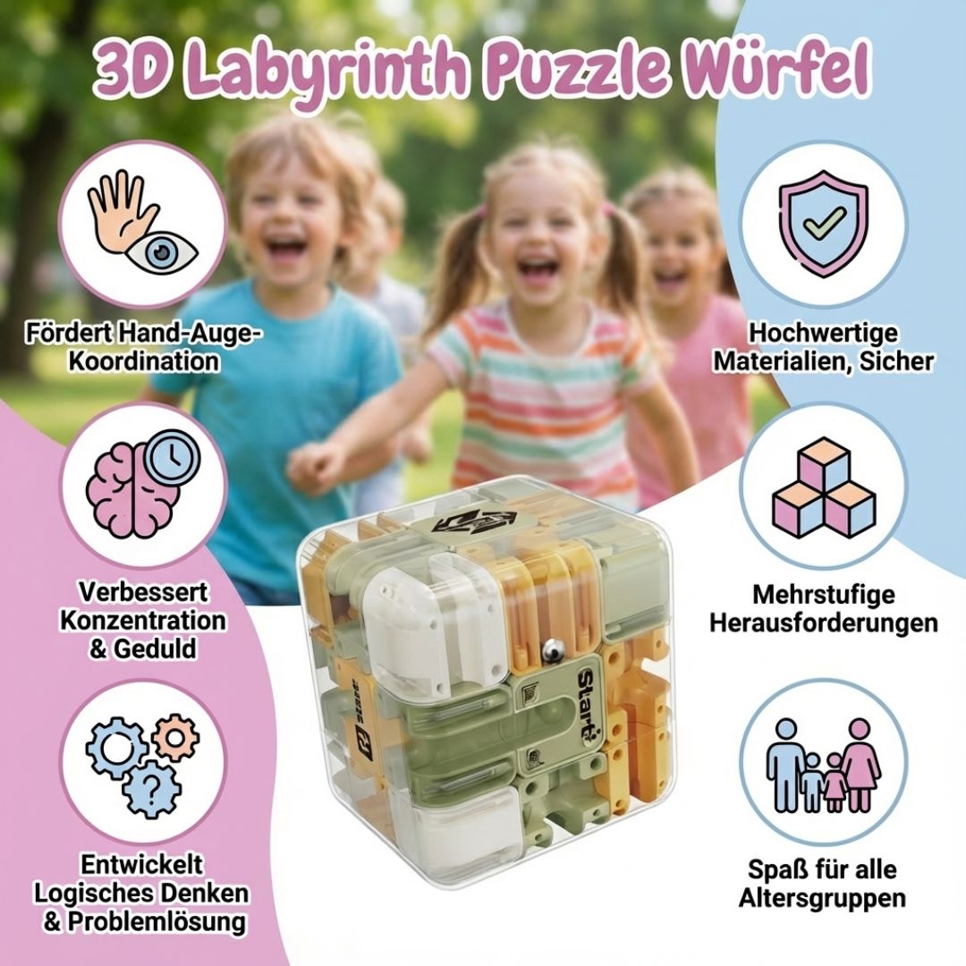 Puzzle Würfel mit 3D Labyrinth-Design