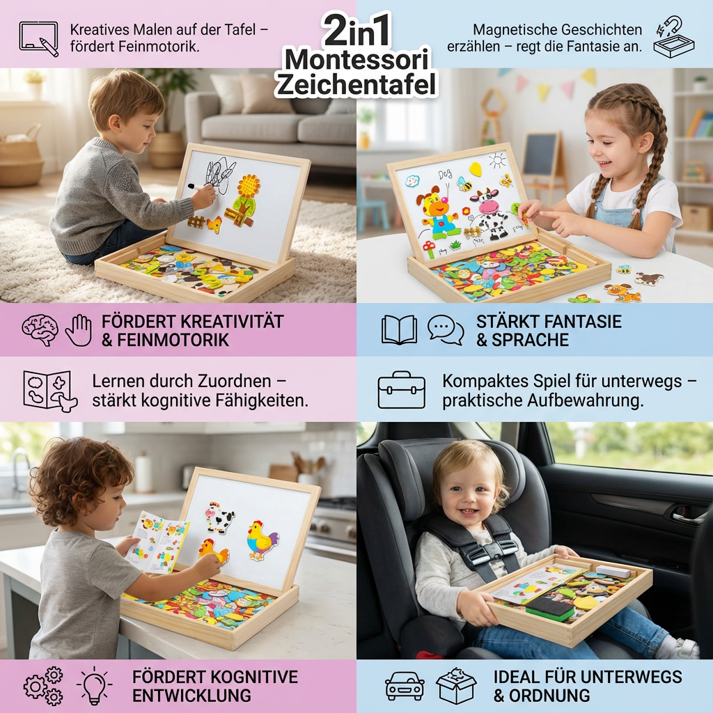 Montessori Zeichenbrett 2in1 für kreatives Lernen