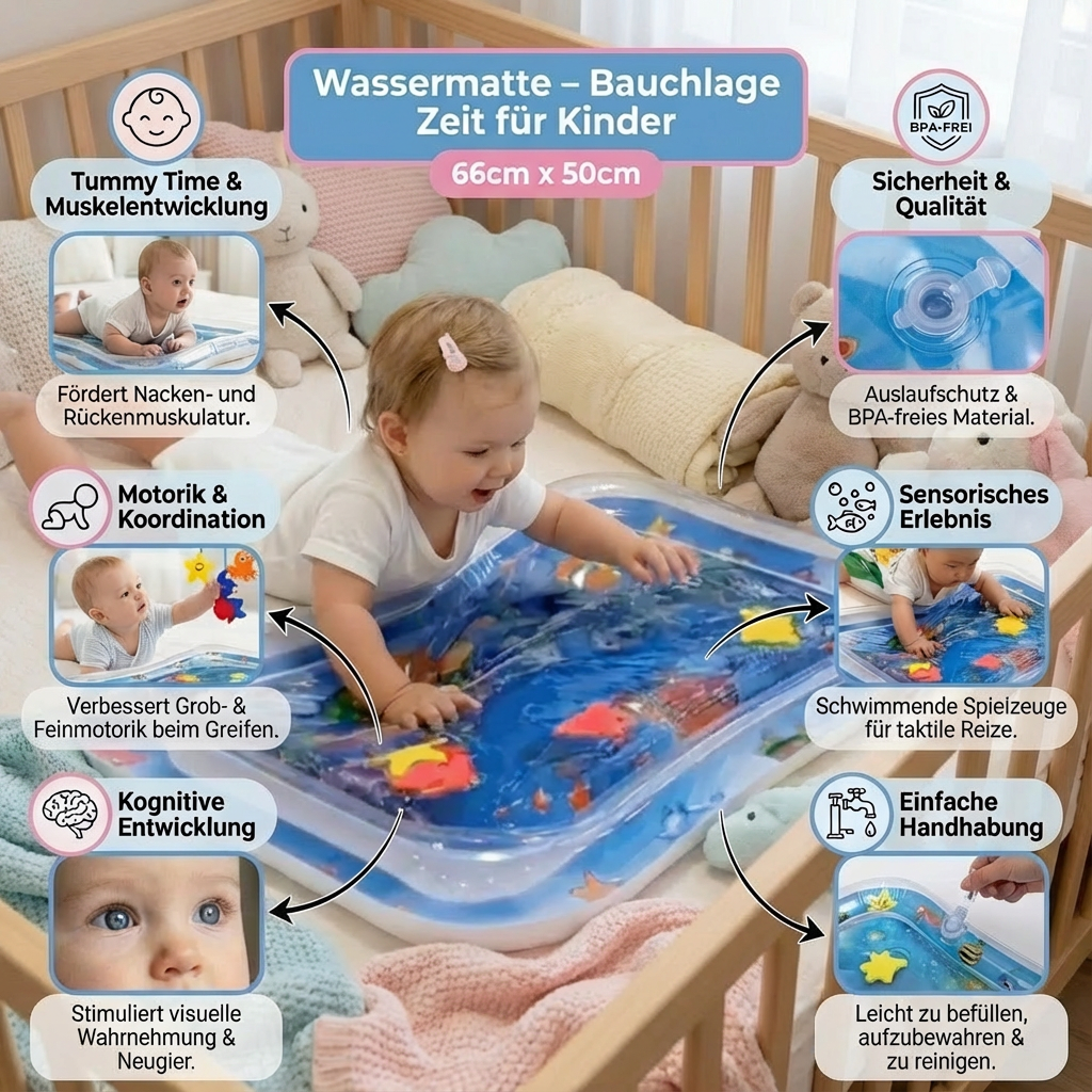 Wassermatte für Kinder – Bauchlage Spielzeit