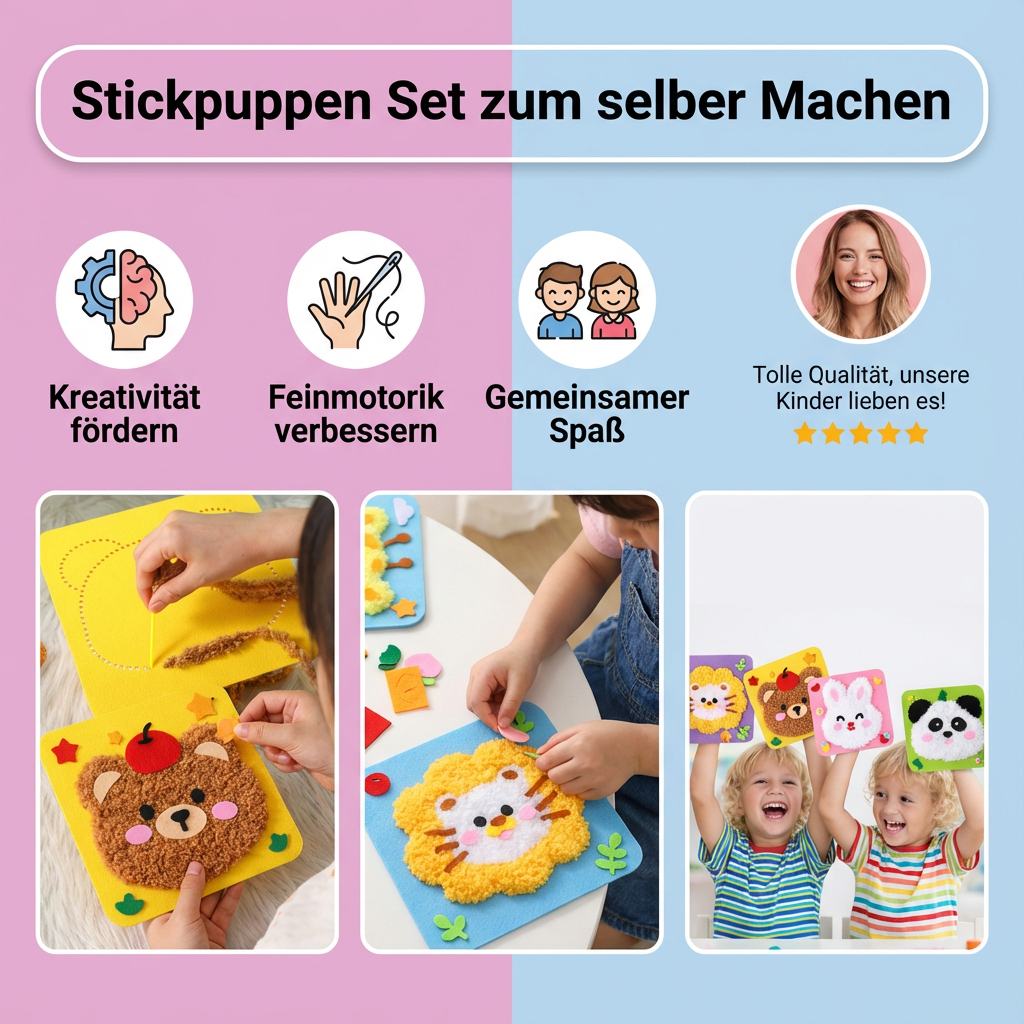 Selbstgemachtes Set für Stickpuppen