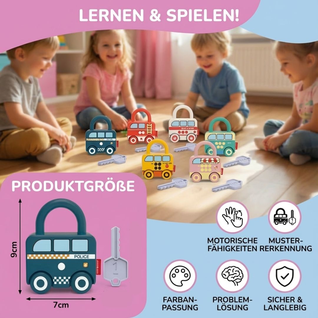 Schlüssel und Schloss Montessori Spielzeug – Farben und Muster