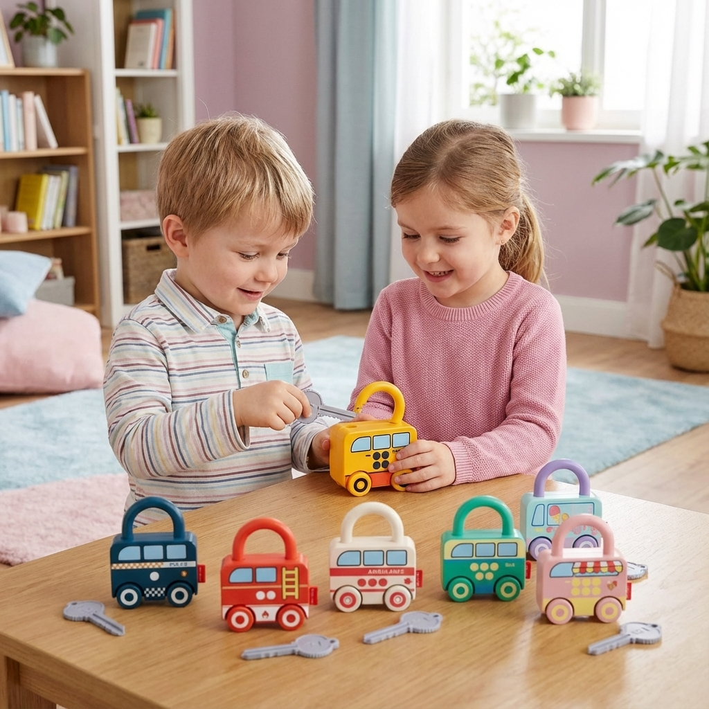 Schlüssel und Schloss Montessori Spielzeug – Farben und Muster