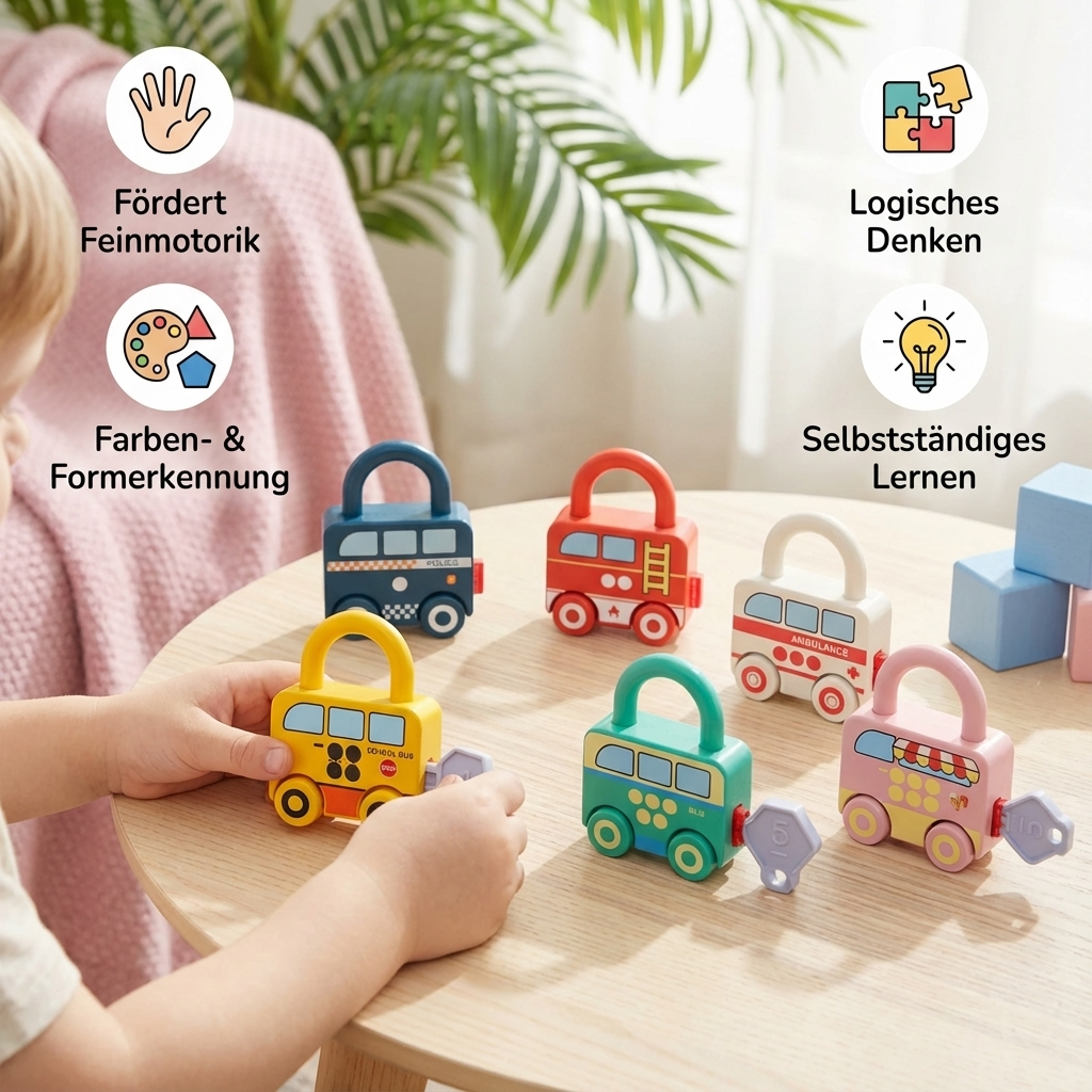 Schlüssel und Schloss Montessori Spielzeug – Farben und Muster