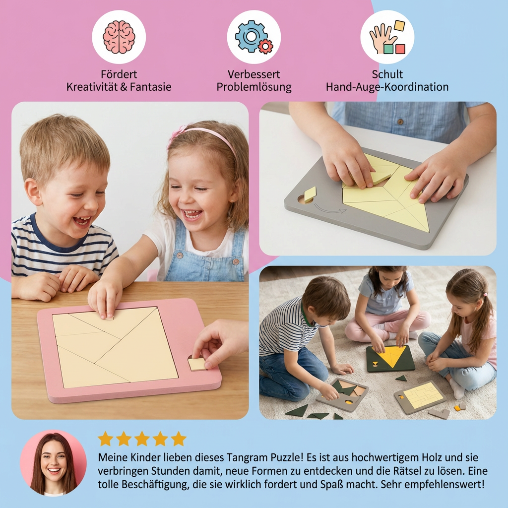 Holzpuzzle Spiel Tangram Rätsel
