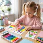 Set für kreative Farbmalerei mit Regenbogenfarben