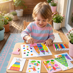 Set für kreative Farbmalerei mit Regenbogenfarben