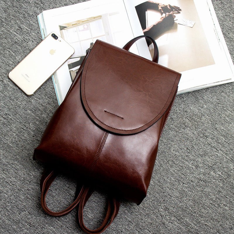 Elegant women's leather backpack with generous storage space