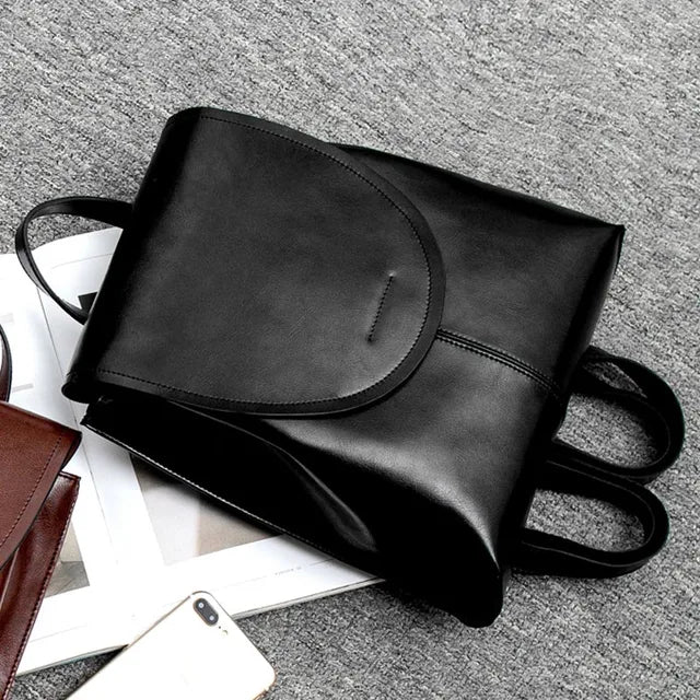 Elegant women's leather backpack with generous storage space