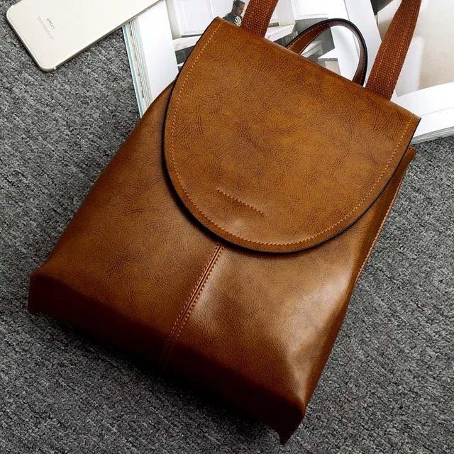 Elegant women's leather backpack with generous storage space