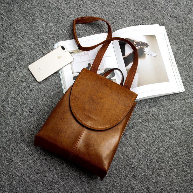 Elegant women's leather backpack with generous storage space