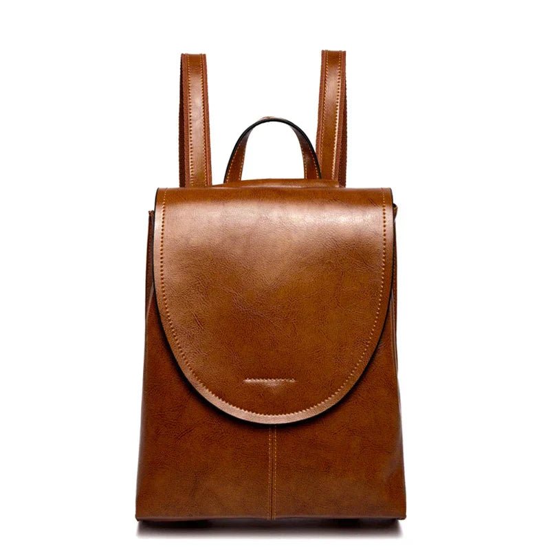 Elegant women's leather backpack with generous storage space