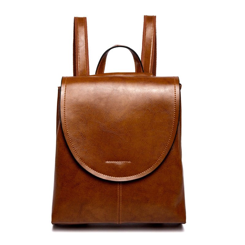 Elegant women's leather backpack with generous storage space