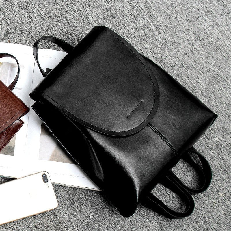Elegant women's leather backpack with generous storage space