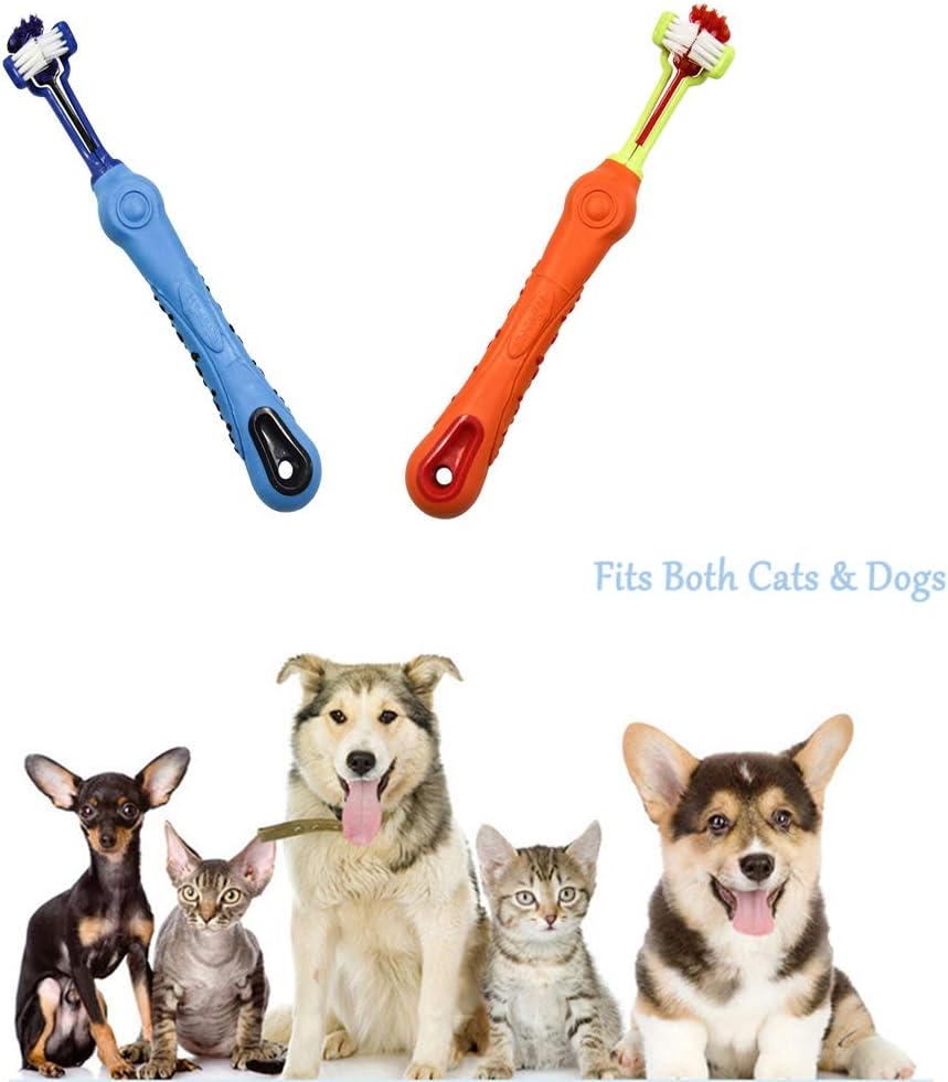3-Sided Toothbrush for Pets – Tartar Removal & Breath Freshening (Set of 2)