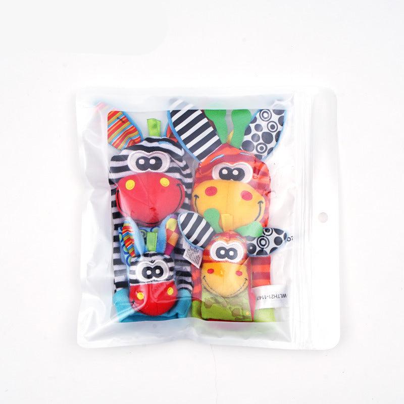 Plüschsocken und Armband für Babys mit sensorischen Elementen